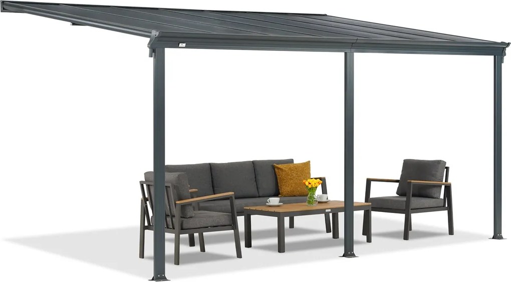 Aluminium terrasoverkapping San Diego 3 x 4,3 CoverTech antraciet