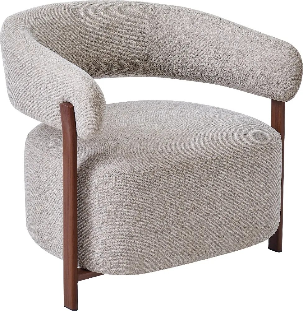 Fauteuil Met Ronde Rugleuning Eiken Beige