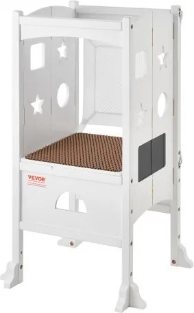 VEVOR Opstapje voor kinderen, 56,75 kg, draagvermogen, opstapje 510 x 540 x 942 mm, kruk, massief houten badkamerkruk met veiligheidsrails, leertoren, kinderkrukje, opstapje, kinderkrukje, opvouwbaar