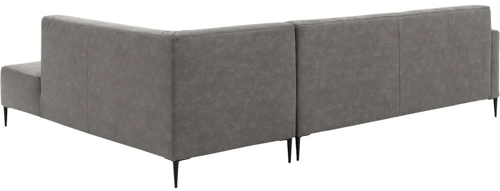 Goossens  Key West grijs, micro leer, 3-zits, modern design met ligelement rechts