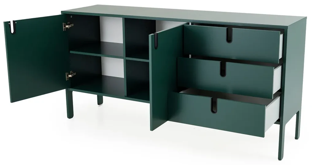 Tenzo Uno Modern Dressoir Met Lades Groen - 171x46x86cm.