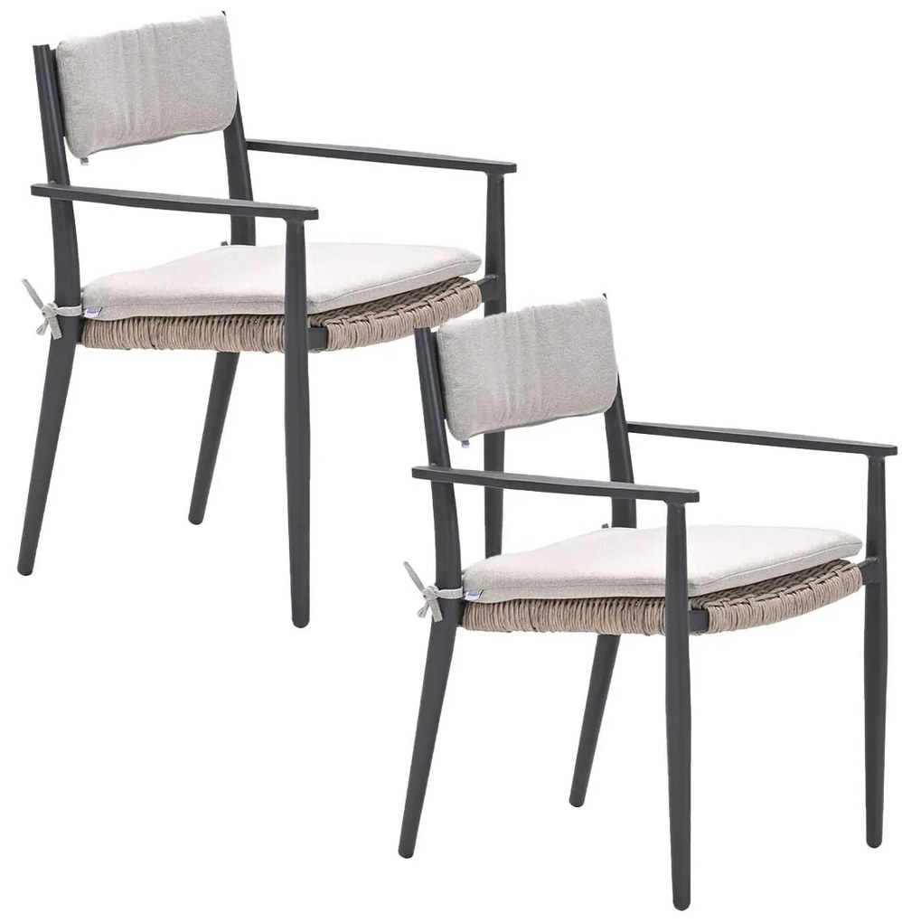 Garden Impressions Lily tuinstoel donker grijs - 2 stuks