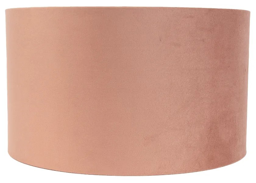 Stoffen Velours lampenkap roze 35/35/20 met gouden binnenkant cilinder / rond