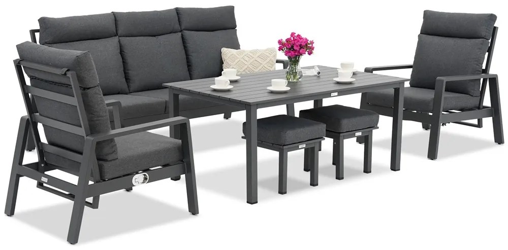 Zestaw mebli aluminiowych do ogrodu Murcja Apetito 5 z ławką Garden Point antracyt