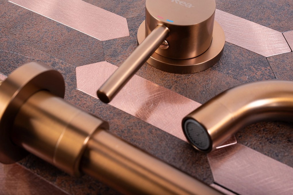 Inbouw wastafelkraan Rea Lungo Copper Brush + BOX