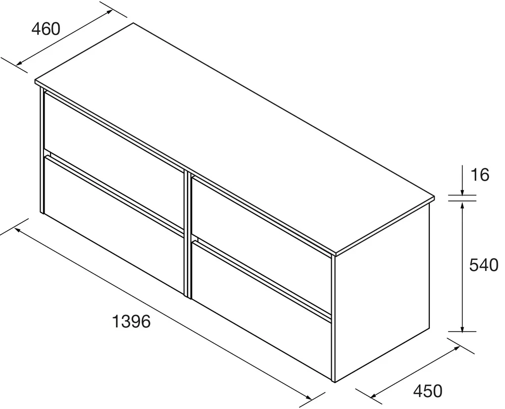 Muebles Project badmeubel 140cm met 4 lades en toppaneel wit mat