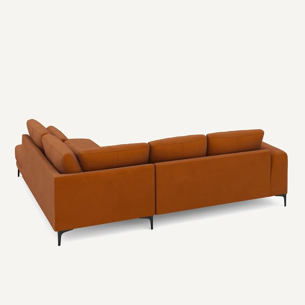 Linkse hoekbank met leuning in linnenfluweel Marsile