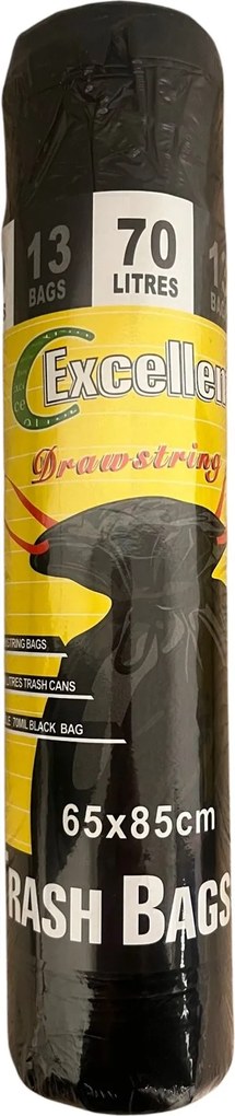 Budget-line vuilniszak voor prullenbakken van 70L - Met trekkoord - 65x85 cm  - 13 stuks