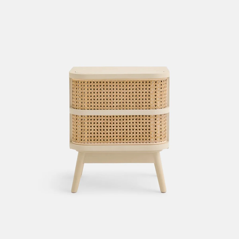 Nachtkastje, 1 lade, met rotan riet, LAORA
