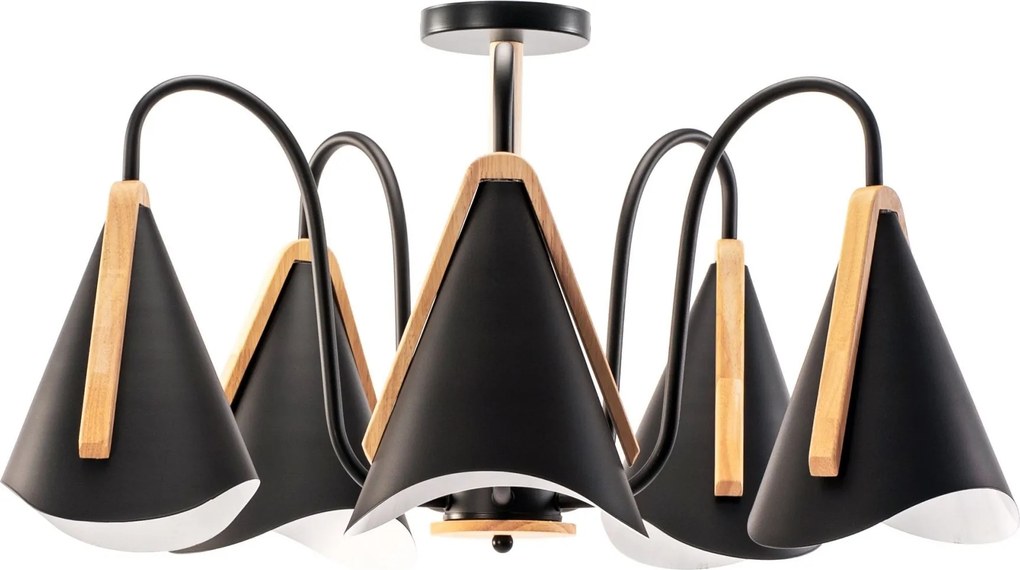 Scandinavische vijfarmige zwarte plafondlamp APP607-5C