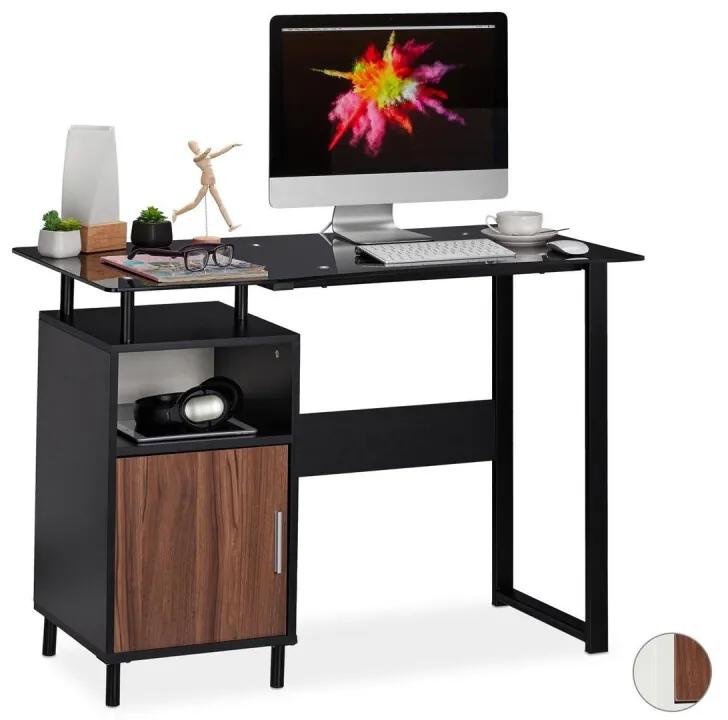 Bureau glasplaat - computertafel - laptoptafel 2 vakken - kinderkamer - kantoor