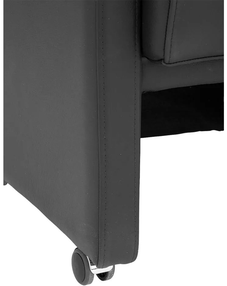 Goossens Excellent Eetkamerstoel Lini zwart leer  met armleuning en met wielenmet chromen wielen, modern design
