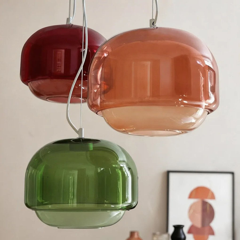 Hanglamp van gekleurd glas Ø30,5 cm, KINOKO