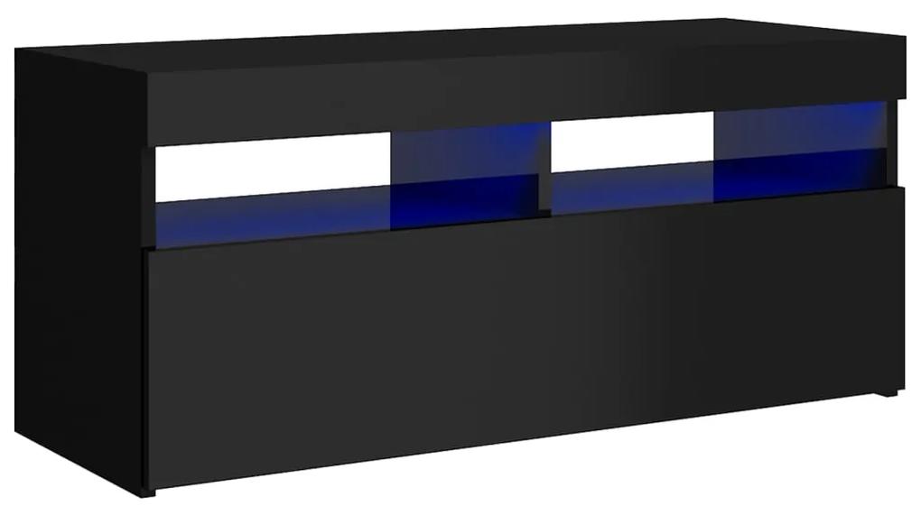 vidaXL Tv-meubel met LED-verlichting 90x35x40 cm hoogglans zwart