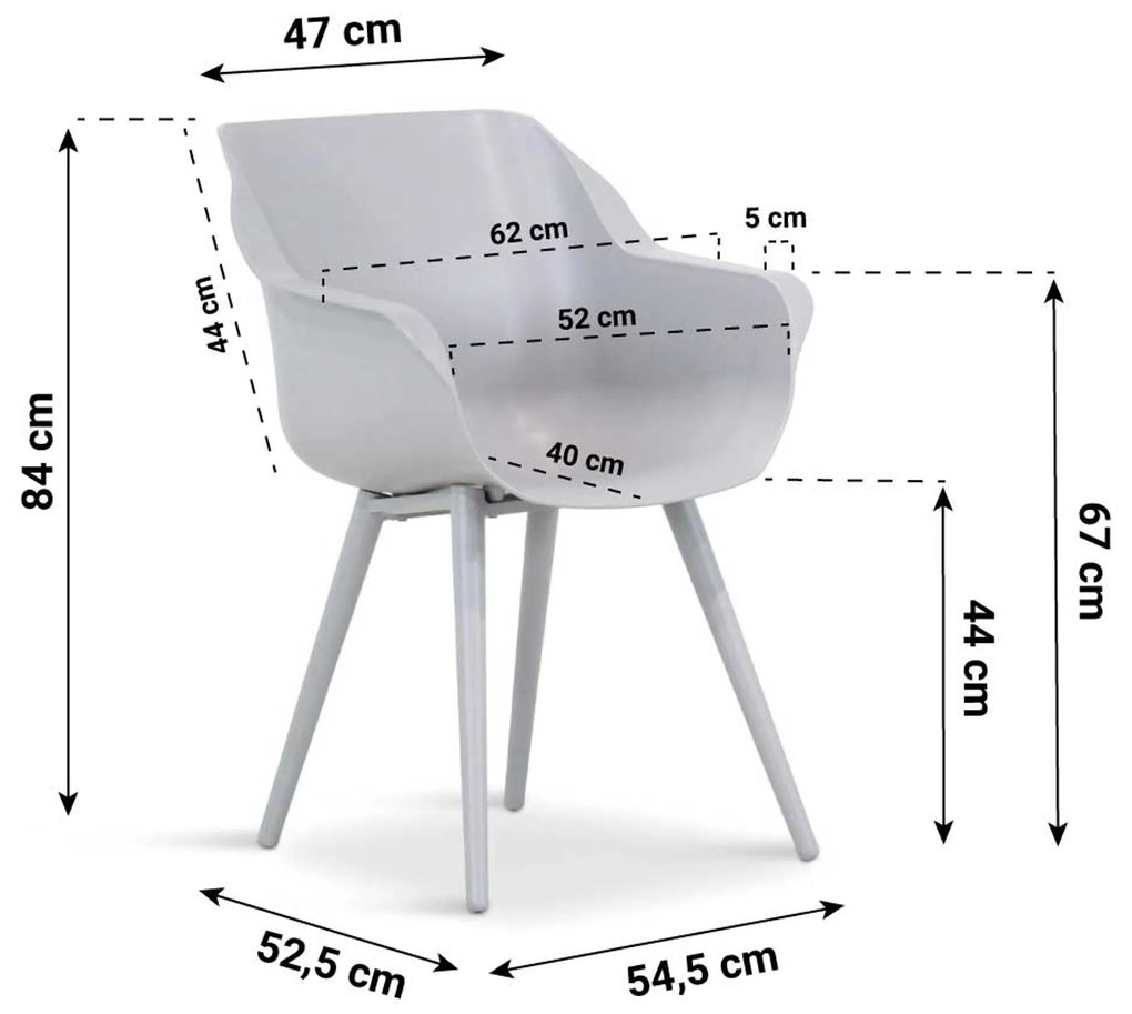 Tuinset 6 personen 240 cm Kunststof Grijs Hartman Sophie
