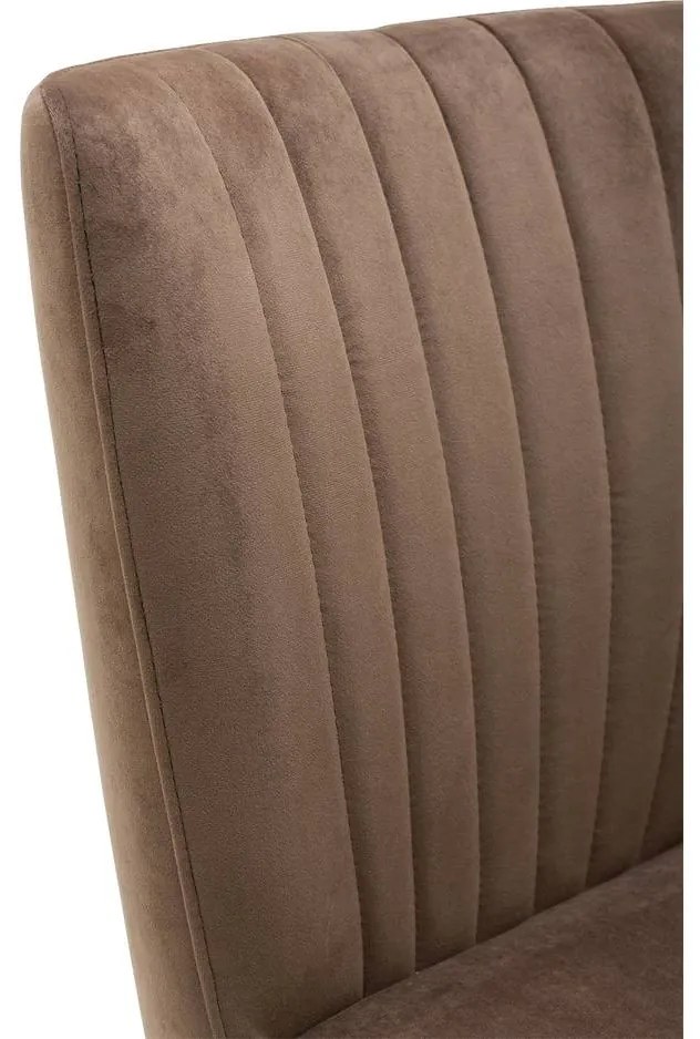 Goossens Eetkamerstoel Rob bruin velvet stof leuning, urban industrieel