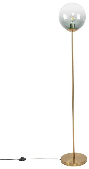Art deco vloerlamp messing met groen glas - Pallon