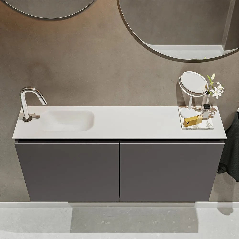 Mondiaz Ture 100cm toiletmeubel dark grey met wastafel talc links 1 kraangat