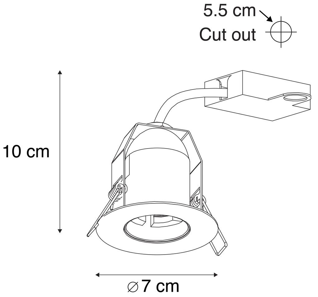 Set van 6 Moderne inbouwspot zwart - Insight