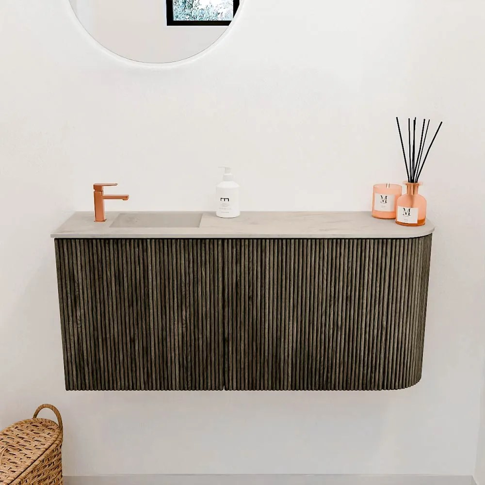 Mondiaz Joya DLux 90cm toiletmeubel ronding rechts shadow met wastafel faye links 1 kraangat opalo
