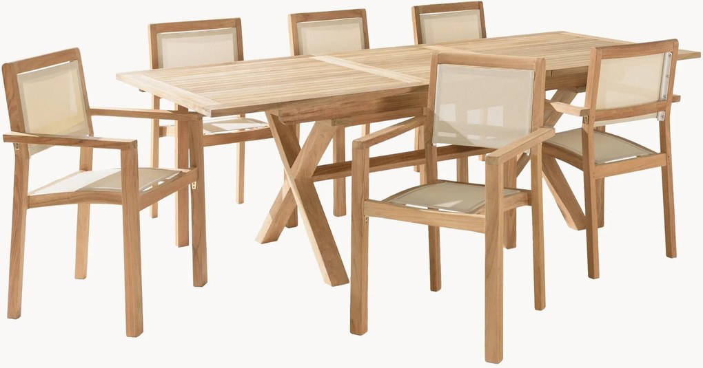 Tuin eettafelset Fun van teakhout, 7-delig