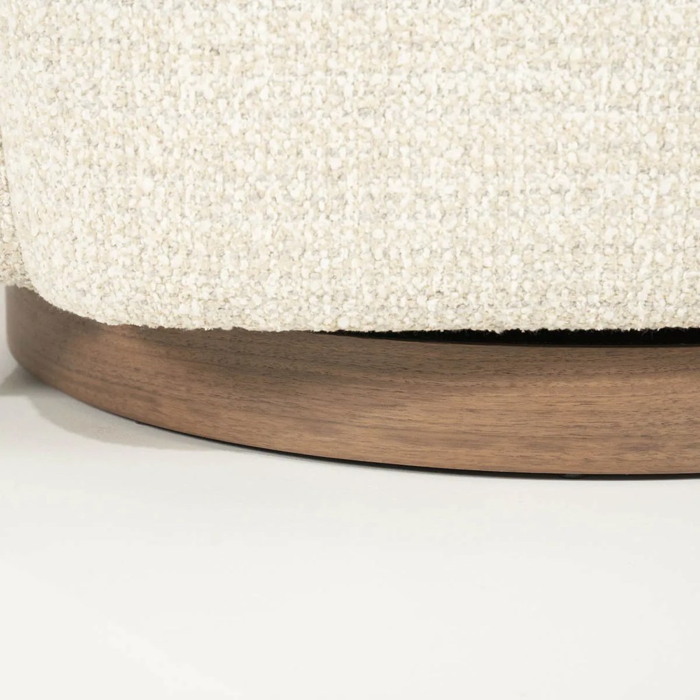 Draaibare Fauteuil Beige Met Walnoot Hout