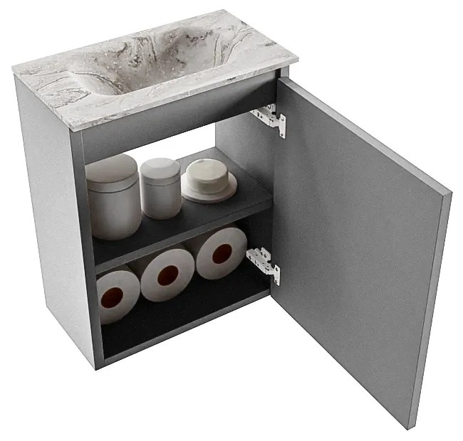 Mondiaz Ture DLux toiletmeubel 40cm plata met wastafel glace midden zonder kraangat