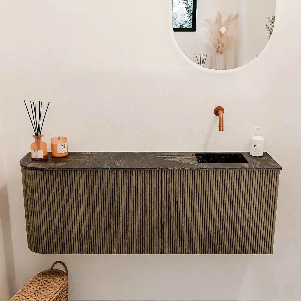 Mondiaz Joya DLux 110cm toiletmeubel ronding links dusk met wastafel faye rechts zonder kraangat lava