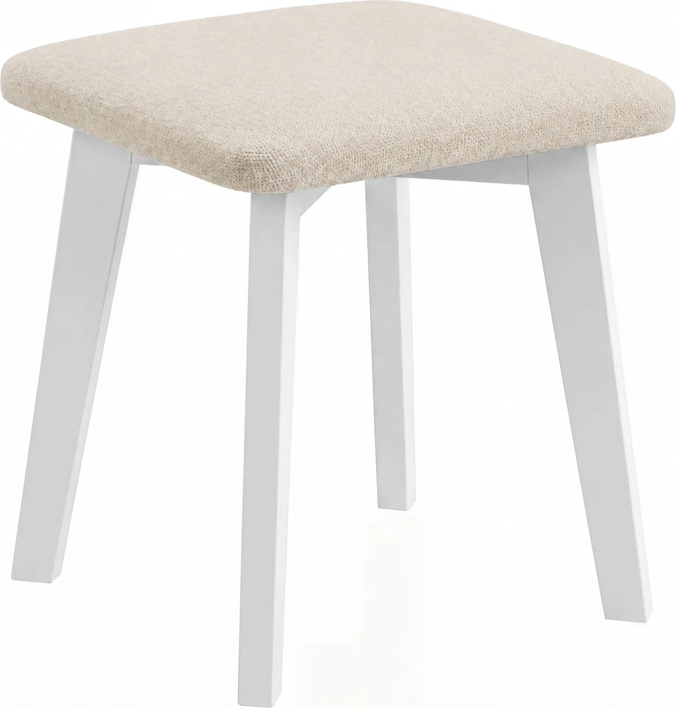 Mazzoni MILO Lichtbeige (stof Storm 04)/wit beuken onderstel - VIERKANTE GESTOFFEERDE KRUK VOOR KEUKEN/WOONKAMER