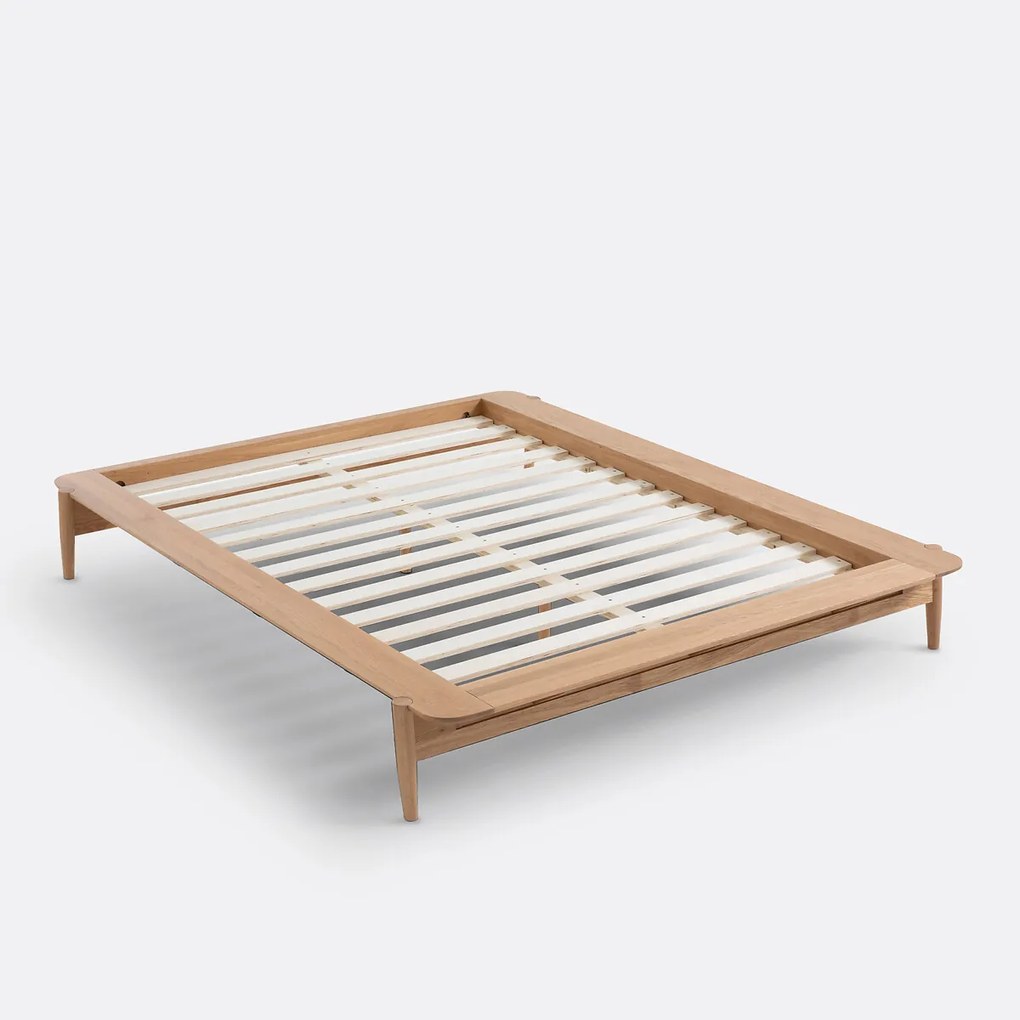 Massief eiken bed met lattenbodem, JUCCA