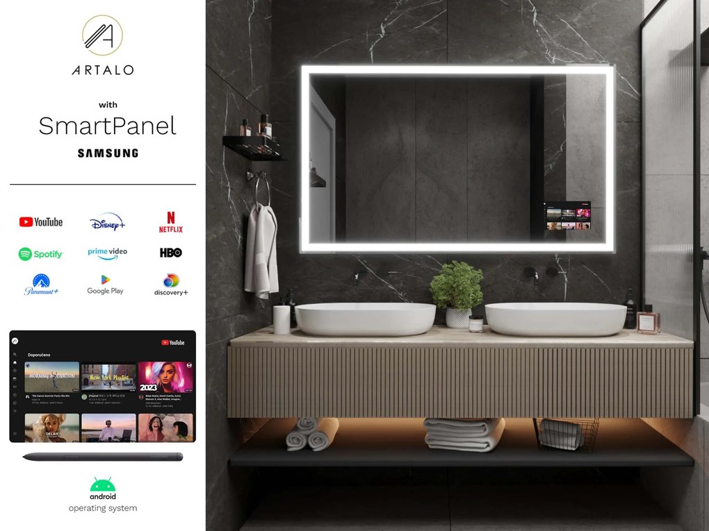 LED-spiegel in lijst voor de badkamer M1