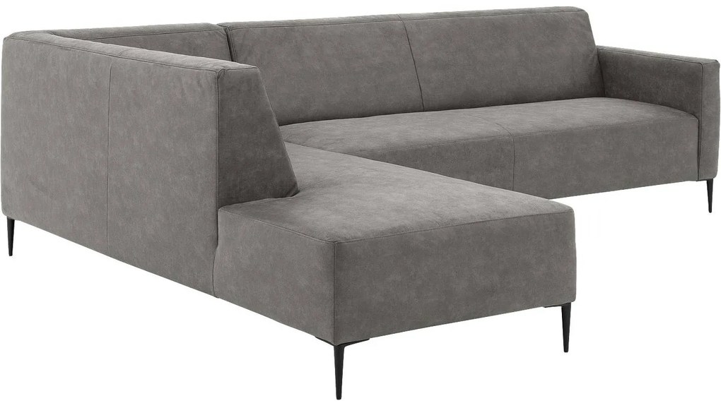 Goossens  Key West grijs, micro leer, 3-zits, modern design met ligelement links