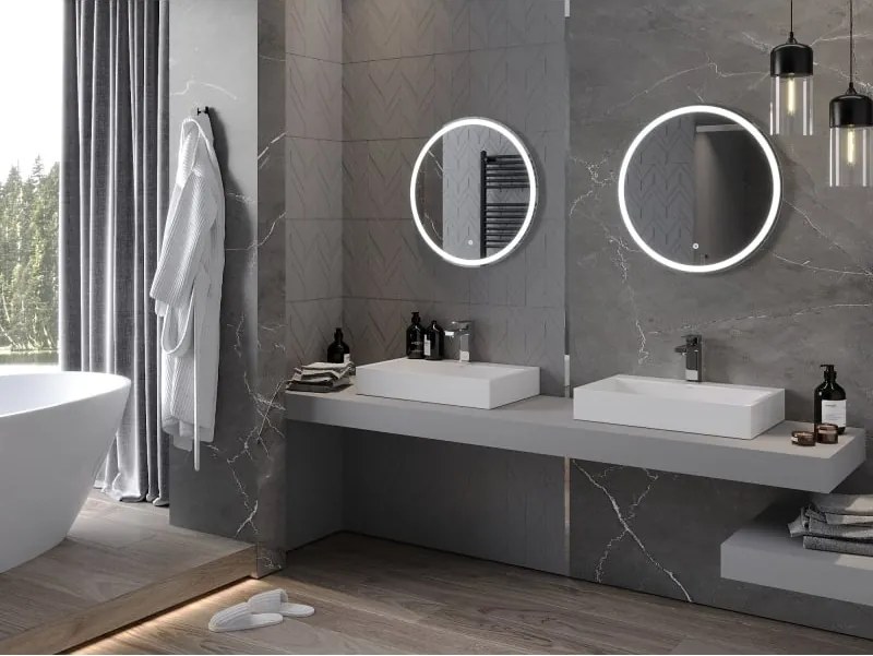 Mexen Gobi ronde verlichte badkamerspiegel, 60 cm, LED 6000K, antidamp - 9801-060-060-611-00