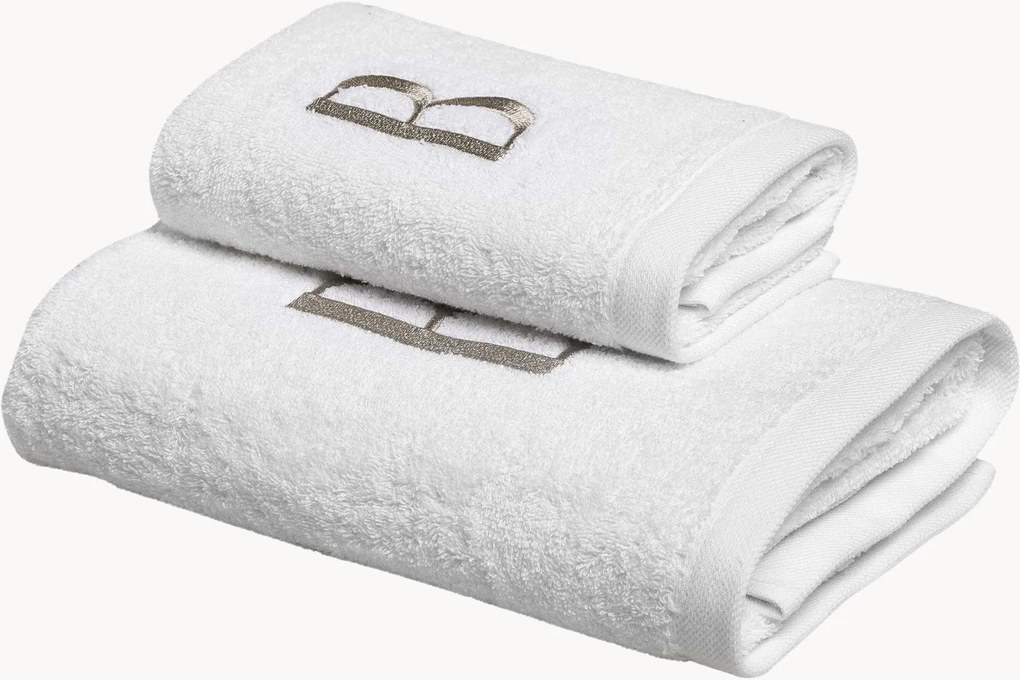 Katoenen handdoekenset Monogram van A tot Z, 2-delig