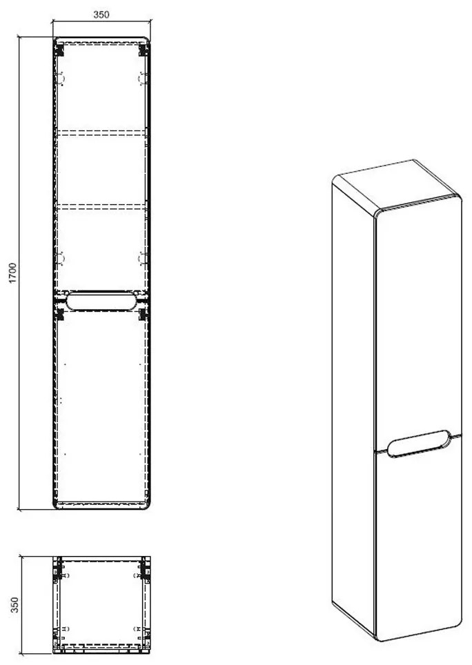 Comad Aruba Craft 804 FSC hoge kast met wasmand 170x35cm eiken