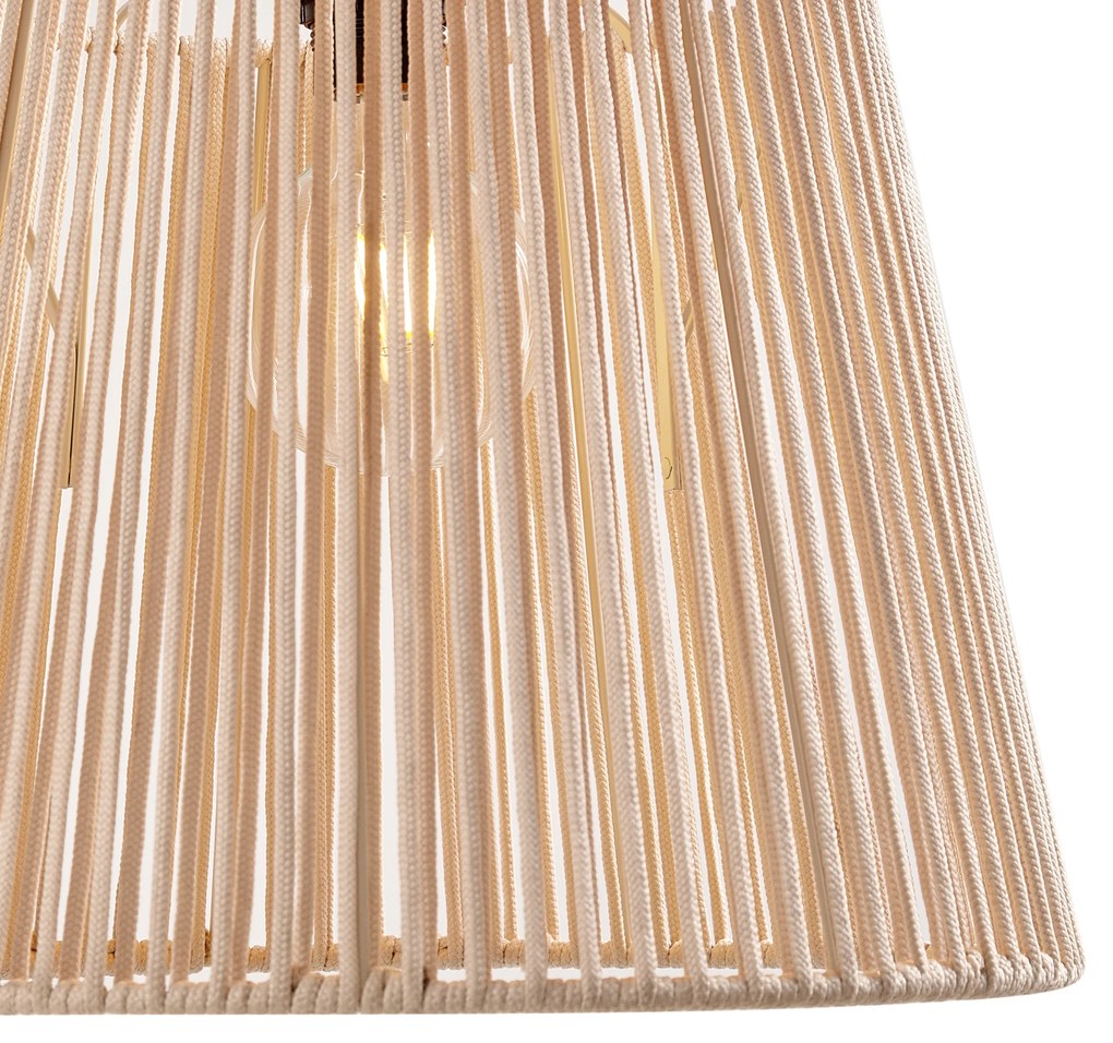 Buiten hanglamp zwart met beige kap van touw IP44 - Cava JaylaJapandi Minimalistisch E27 IP44 Buitenverlichting rond