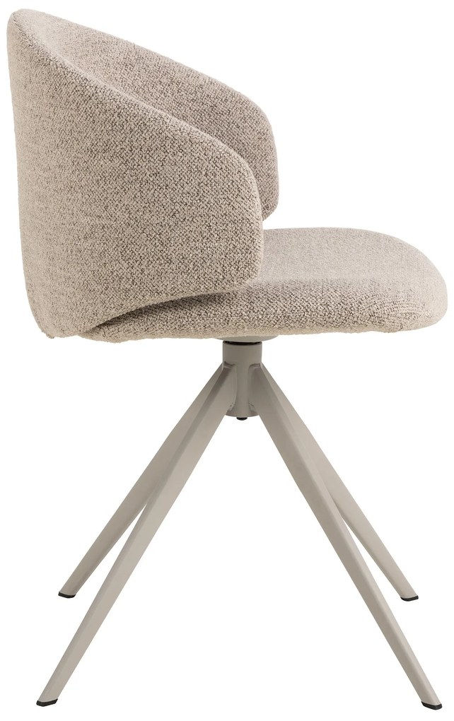 NELA Beige Latte (stof Monza 90)/beige poten - MODERNE GESTOFFEERDE DRAAISTOEL VOOR WOONKAMER/EETKAMER/KANTOOR LOFT
