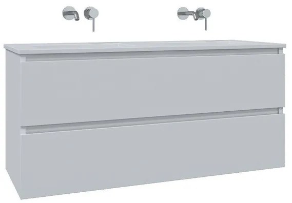 Adema Chaci Badkamermeubelset - 120x46x57cm - 2 keramische wasbakken wit - zonder kraangaten - 2 lades - mat wit SW1212780/SW773928