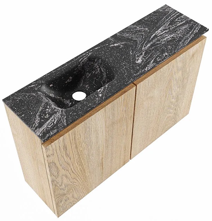 Mondiaz Ture DLux toiletmeubel 80cm washed oak met wastafel lava links zonder kraangat