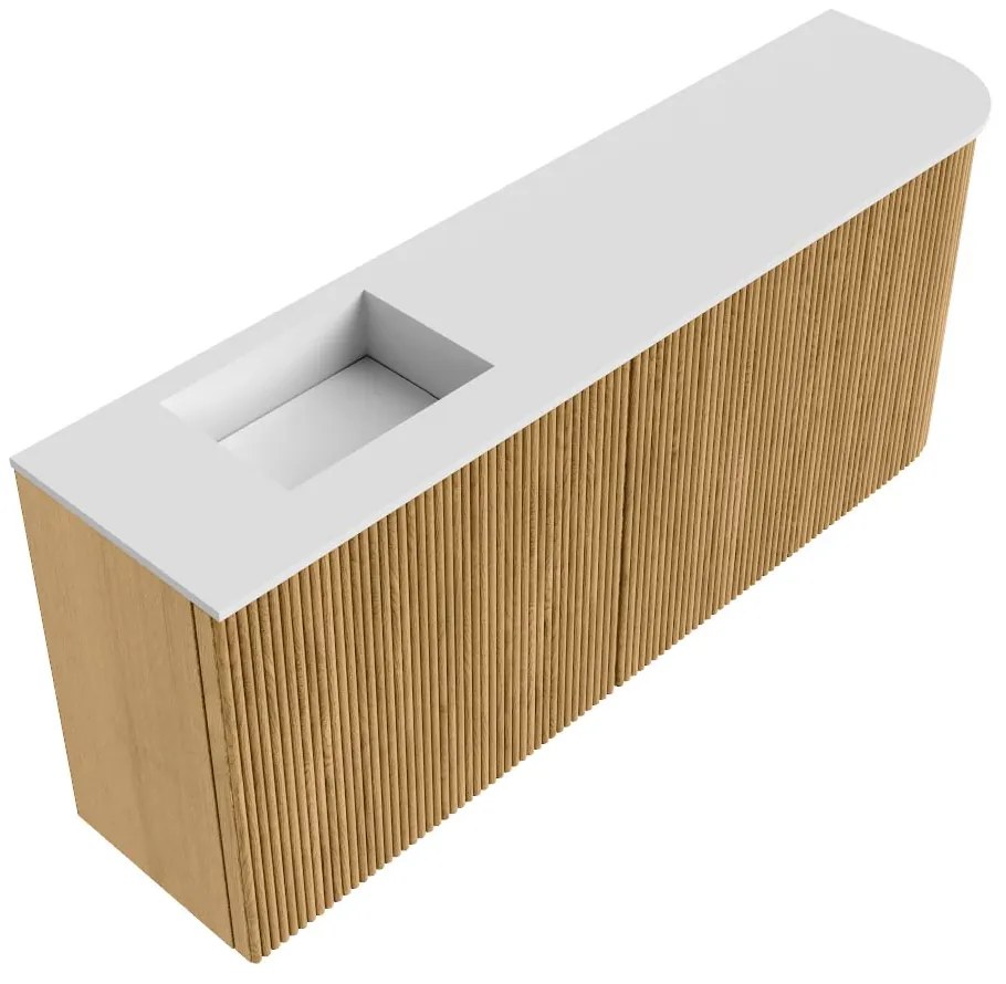 Mondiaz Joya 100cm toiletmeubel ronding rechts oak met wastafel faye links 1 kraangat talc