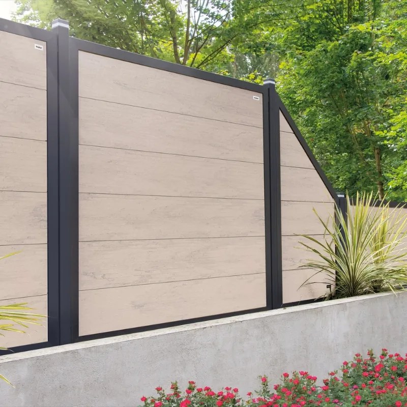 Tuindeur composiet Forte betongrijs incl. slot en antraciet aluminium kader (90 x 180 cm)