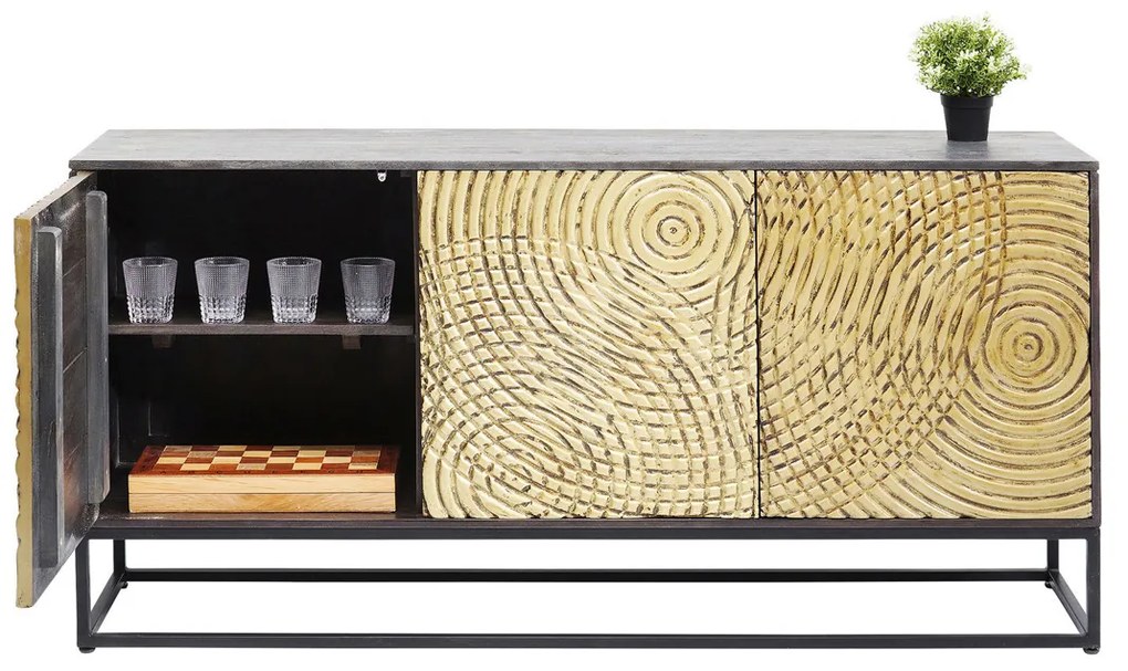 Kare Design Circulo Gouden Dressoir Snijwerk - 160x40x80cm.