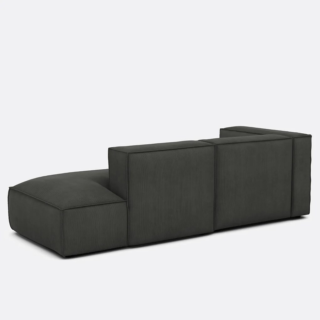 Modulaire hoekbank links, ribfluweel, SEVEN