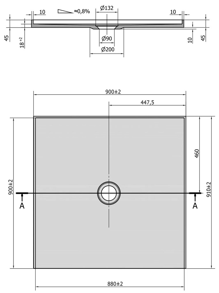 Polysan Mirai vierkante douchebak 3 randen 90x90cm wit