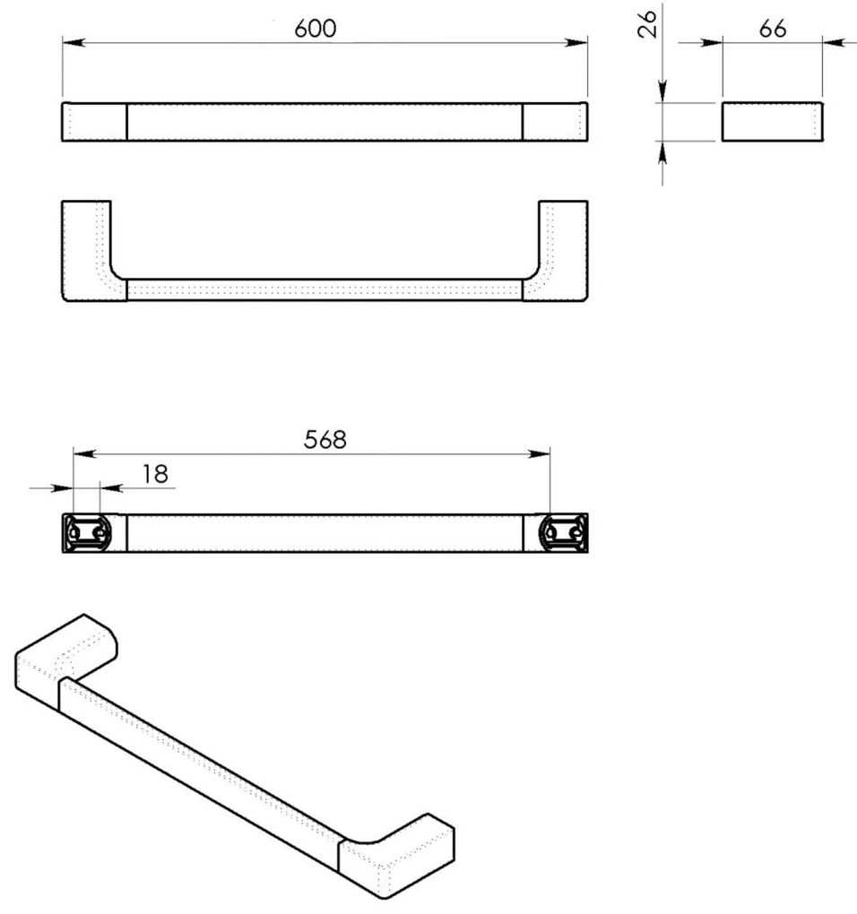 Gedy Pirenei handdoekhouder 60cm mat zwart