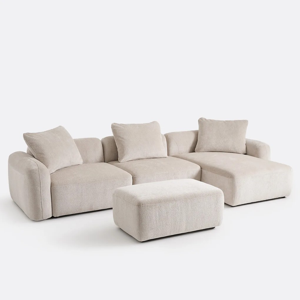 Poef voor modulaire bank, jacquard chenille, AMAD