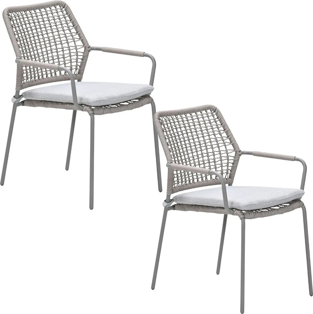 Garden Impressions Natas tuinstoel stapelbaar taupe - natural sand - 2 stuks