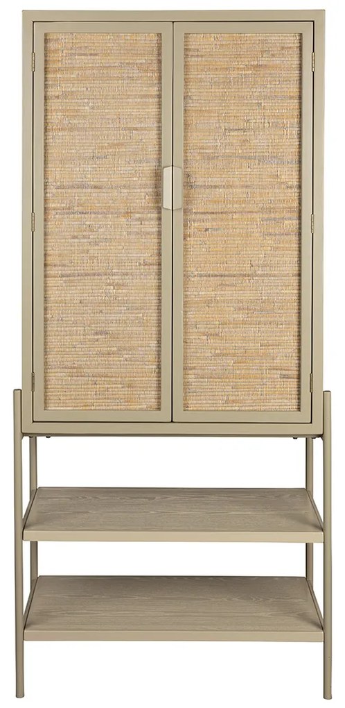 Dutchbone Yasu Beige Kast Met Rotan Deuren - 70x36x160cm.