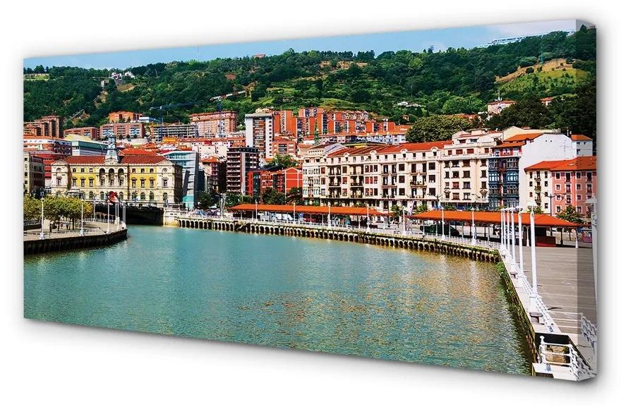 Foto op canvas Spanje city mountains river 100x50 cm
