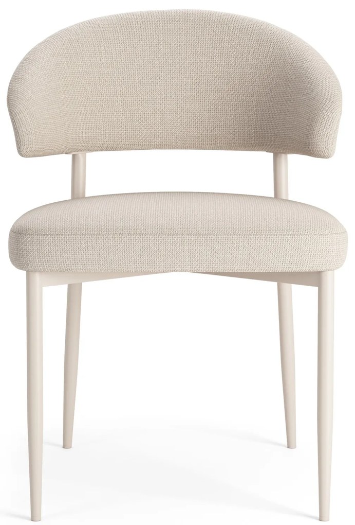 IRIS Beige (stof Basel 24) / beige onderstel – MODERNE GESTOFFEERDE STOEL VOOR WOONKAMER / EETKAMER IN BOHO-STIJL